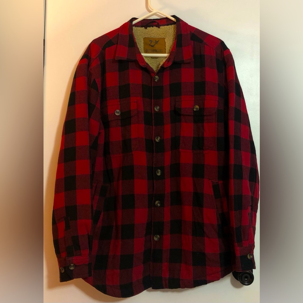 Outdoor Life Men’s Fleece-lined Red Plaid Jacket